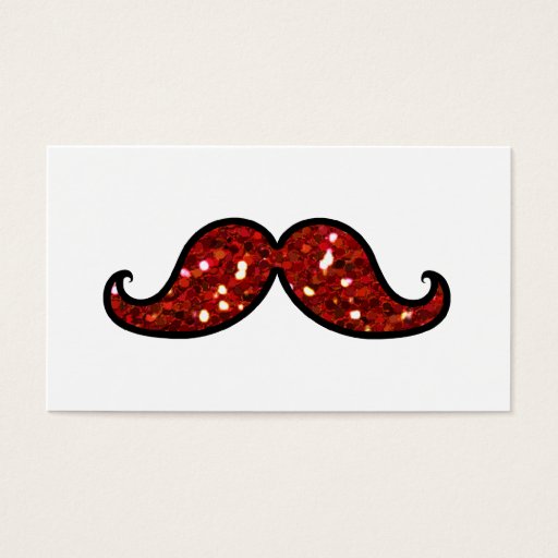 Customizable FUNNY RED MUSTACHE PRINTED GLITTER BUSINESS CARD TEMPLATE