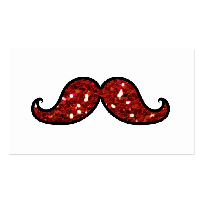 FUNNY RED MUSTACHE PRINTED GLITTER BUSINESS CARD TEMPLATE