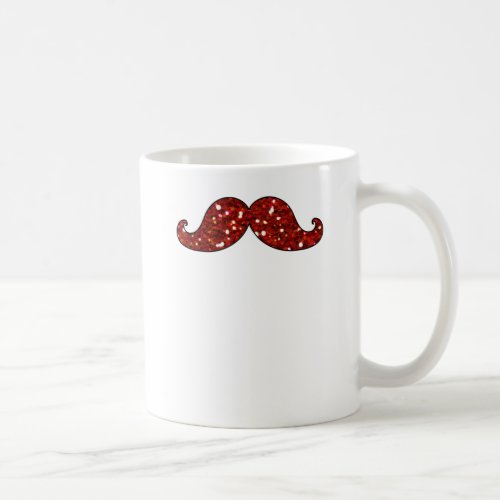 FUNNY RED MUSTACHE PRINTED GLITTER COFFEE MUG