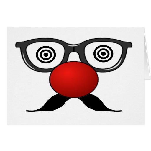 Funny Red Nose weird eyes glasses moustache Card | Zazzle