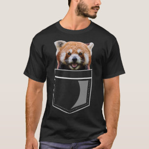 Funny Red Panda Bear In Chest Pocket Cute Animal L T-Shirt