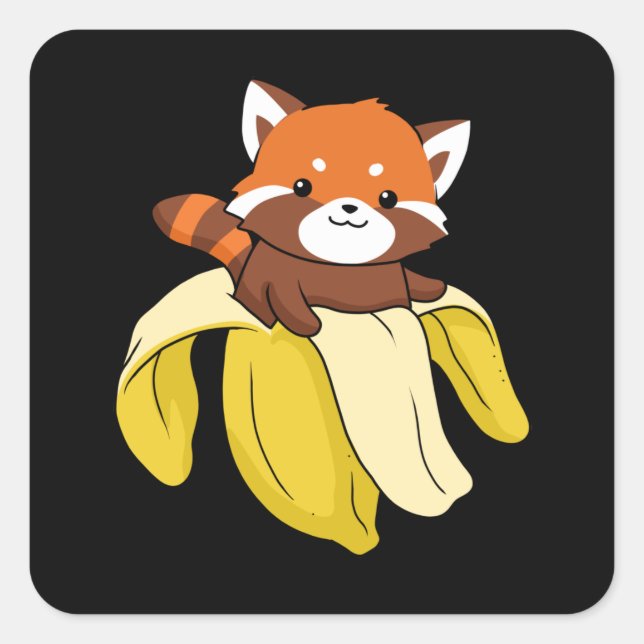 Funny Red Panda Gift Kids Banana Red Panda Square Sticker (Front)