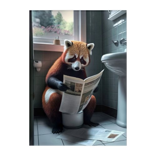 Funny Red Panda on Bathroom Toilet Wild Animals  Acrylic Print