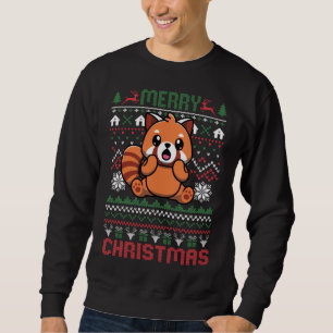 Funny Red Panda Ugly Christmas Lights Sweater