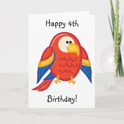 Funny Red Parrot on White Card