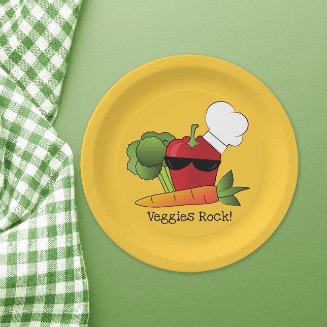 Funny Red Pepper Vegetable Paper Plates (Creator Uploaded)