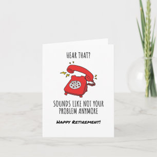 Funny Red Phone Retirement Card Illustration