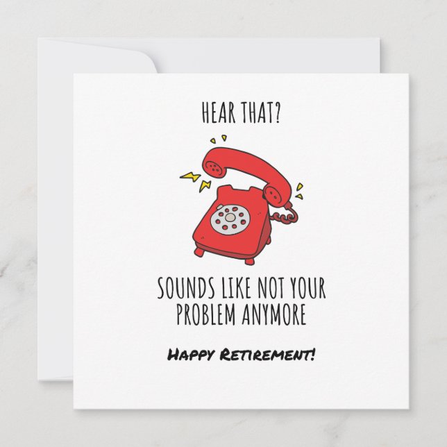 Funny Red Phone Retirement Card Illustration (Front)