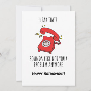 Funny Red Phone Retirement Card Illustration