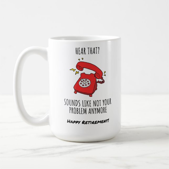 Funny Red Phone Retirement Card Illustration Coffee Mug (Left)