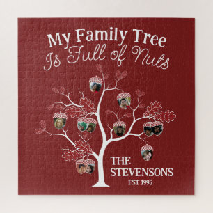 Funny Red Picture Family Tree is Full of Nuts Jigsaw Puzzle