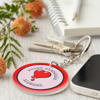 Funny Red Pink Bleeding Heart Liberal Pop Art Keychain