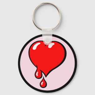 Funny Red Pink Bleeding Heart Liberal Pop Art Keychain
