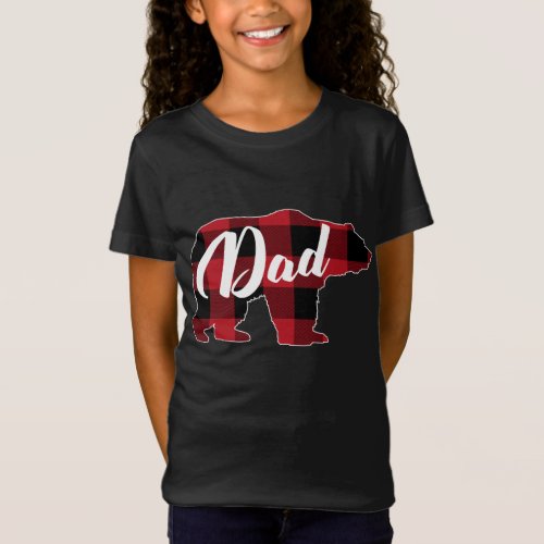 Funny Red Plaid Buffalo Bear Apparel Dad Pajama T_Shirt