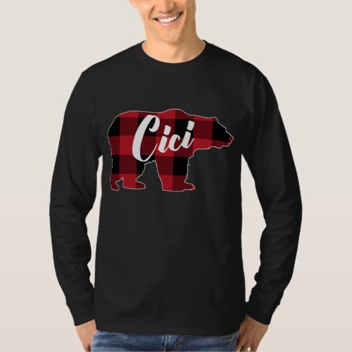 Funny Red Plaid Buffalo Bear Apparel Fun Cici Paj T_Shirt