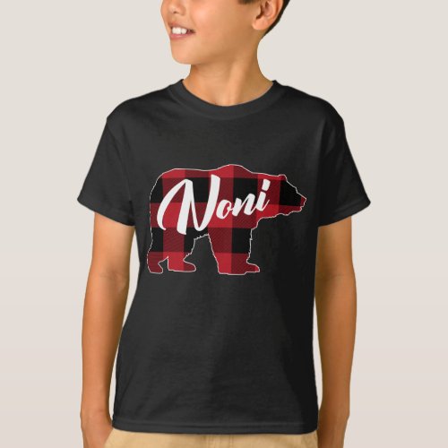 Funny Red Plaid Buffalo Bear Apparel Fun Noni Paj T_Shirt