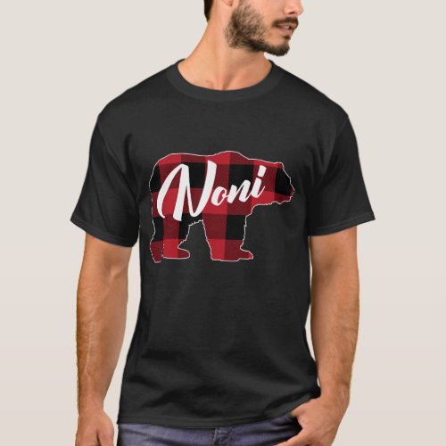 Funny Red Plaid Buffalo Bear Apparel Fun Noni Paj T_Shirt