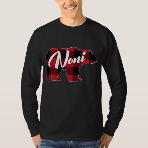 Funny Red Plaid Buffalo Bear Apparel Fun Noni Paj T_Shirt