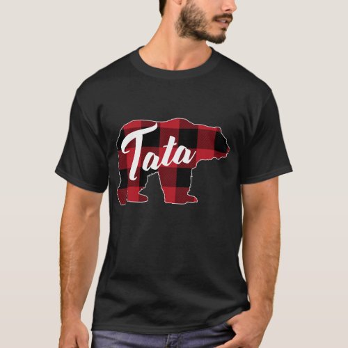 Funny Red Plaid Buffalo Bear Apparel Fun Tata Paj T_Shirt