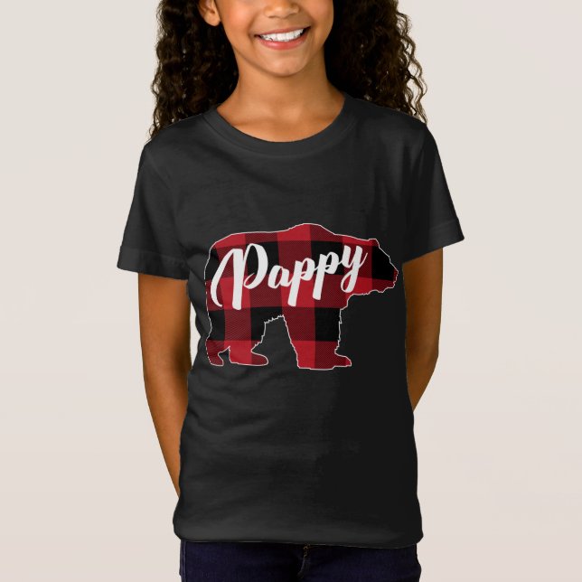 Funny Red Plaid Buffalo Bear Apparel, Pappy Pajama T-Shirt (Front)