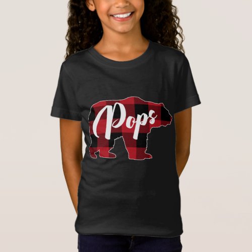 Funny Red Plaid Buffalo Bear Apparel Pops Pajama T_Shirt