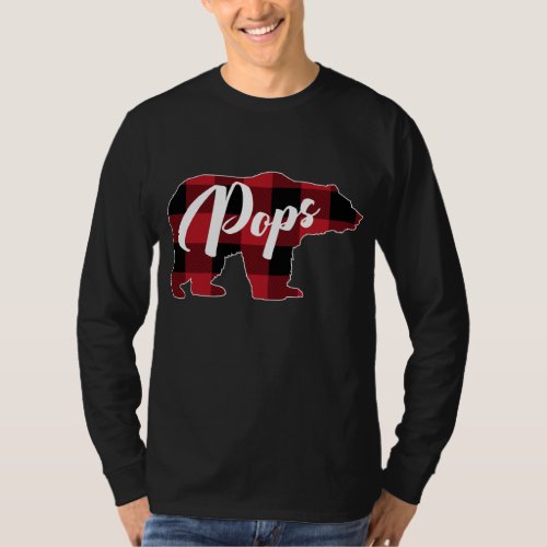 Funny Red Plaid Buffalo Bear Apparel Pops Pajama T_Shirt