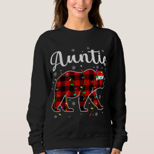 Funny Red Plaid Christmas Lights Auntie Bear Xmas Sweatshirt