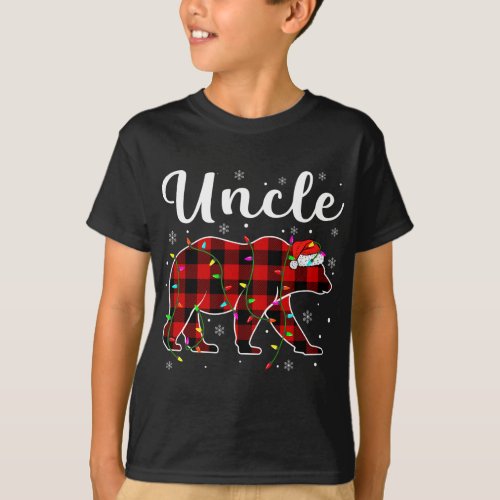 Funny Red Plaid Christmas Lights Uncle Bear Xmas P T_Shirt