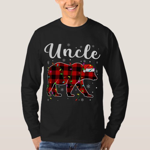 Funny Red Plaid Christmas Lights Uncle Bear Xmas P T_Shirt