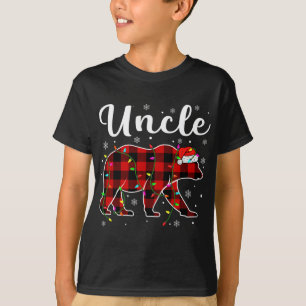Funny Red Plaid Christmas Lights Uncle Bear Xmas P T-Shirt