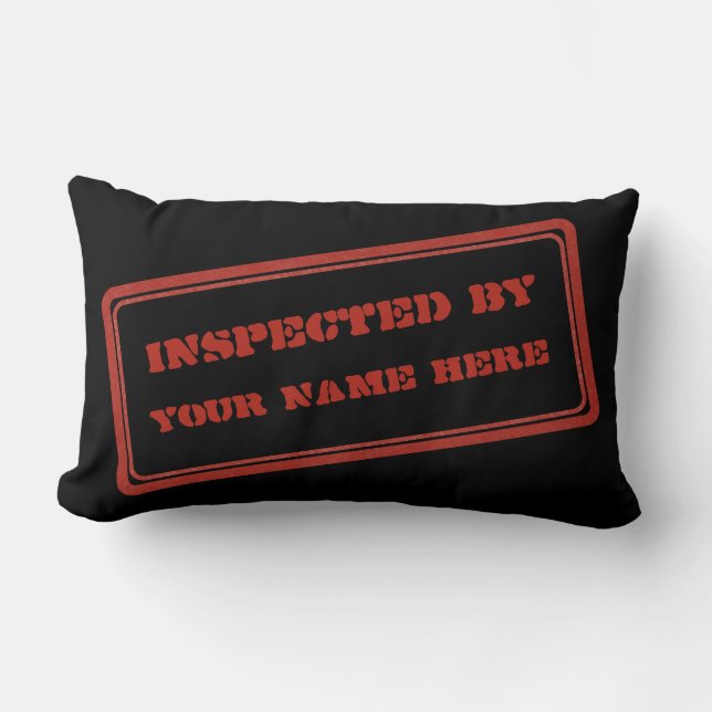Funny Red Rubber Stamp Inspected by YOU Lumbar Pillow (Front)