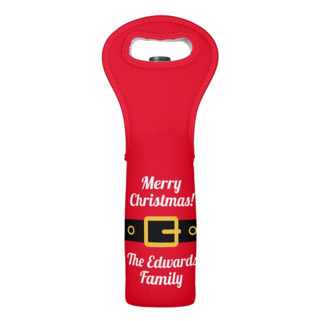 Funny red Santa Claus suit custom name Christmas Wine Bag (Back)