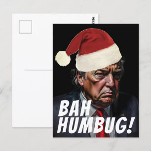 Funny Red Santa Hat Trump Ugly Christmas Postcard