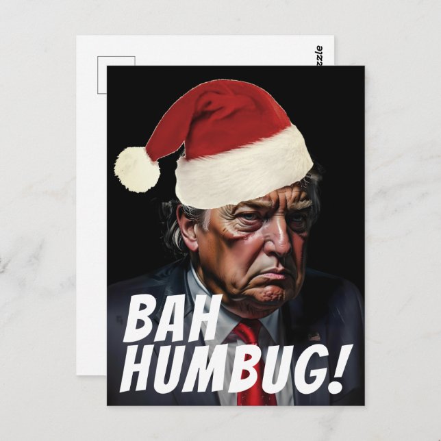 Funny Red Santa Hat Trump Ugly Christmas Postcard (Front/Back)