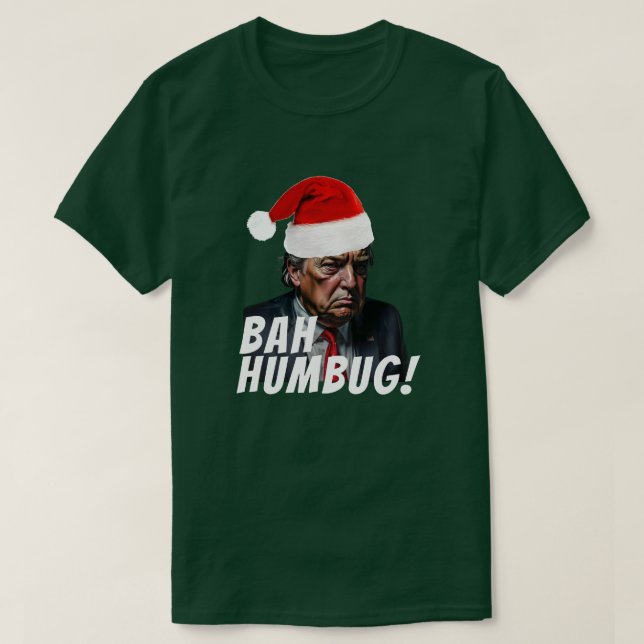 Funny Red Santa Hat Trump Ugly Christmas T-Shirt (Design Front)
