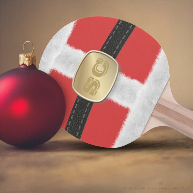 Funny Red Santa Suit Monogram Ping Pong Paddle (Inspired by the guy in the red suit, just add your initials to his belt!)
