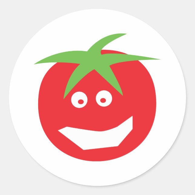funny red tomato icon classic round sticker (Front)