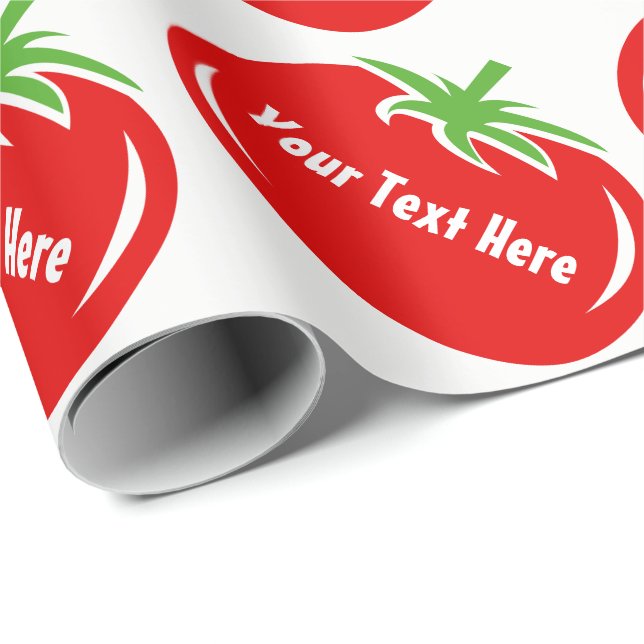 Funny red tomato vegetable custom wrapping paper (Roll Corner)