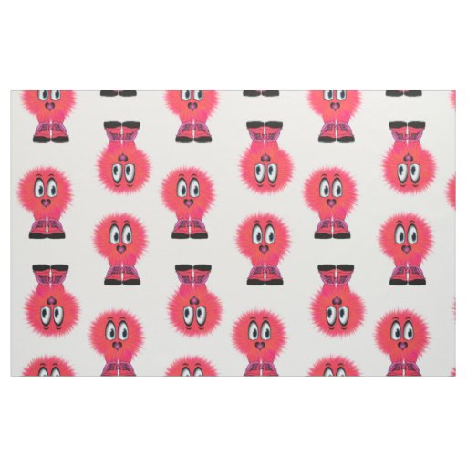 Funny Red Warm Fuzzy Critter Fabric