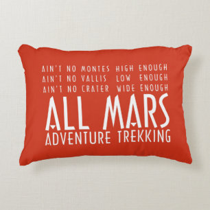 Funny Red White All Mars Trekking Adventure Accent Pillow