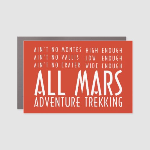 Funny Red White All Mars Trekking Adventure Car Magnet