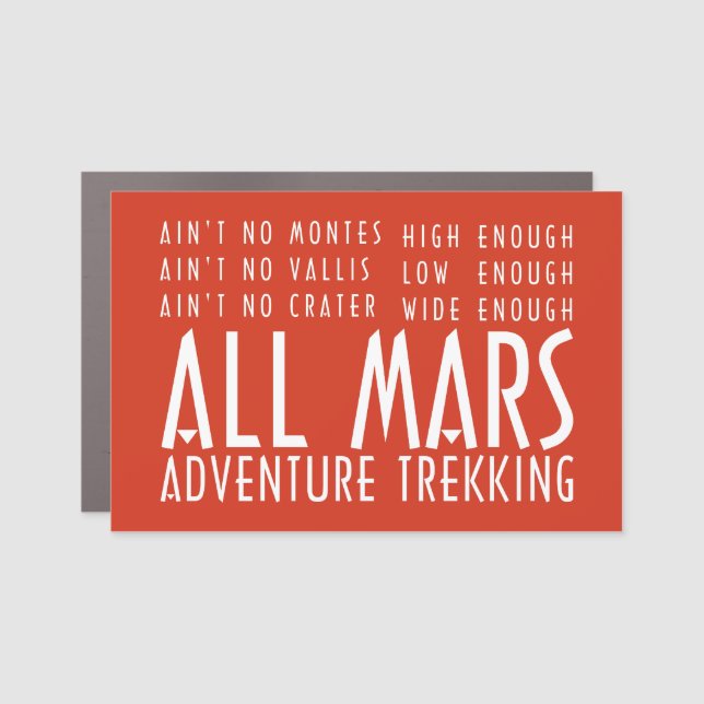 Funny Red White All Mars Trekking Adventure Car Magnet (Front)