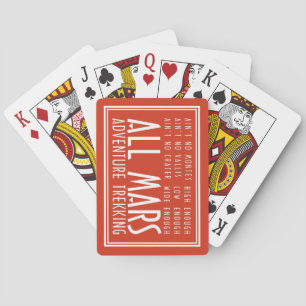 Funny Red White All Mars Trekking Adventure Poker Cards