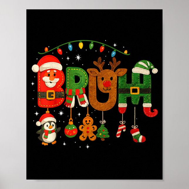 Funny Red White And Bruh Boys Xmas Christmas Pajam Poster (Front)