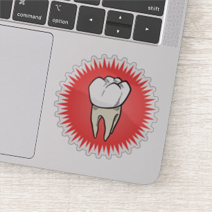 Funny Red White Beige Extracted Molar Starburst Sticker