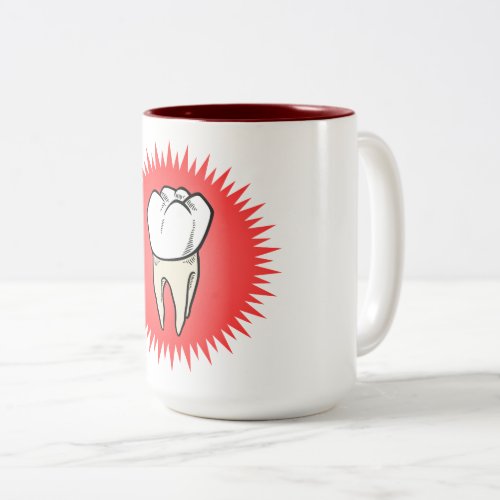 Funny Red White Beige Extracted Molar Starburst Two_Tone Coffee Mug