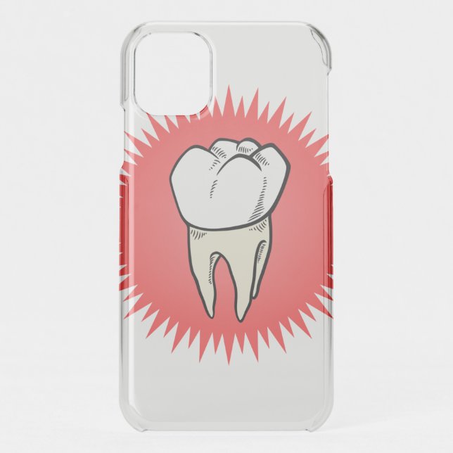 Funny Red White Beige Extracted Molar Starburst Uncommon iPhone Case (Back)