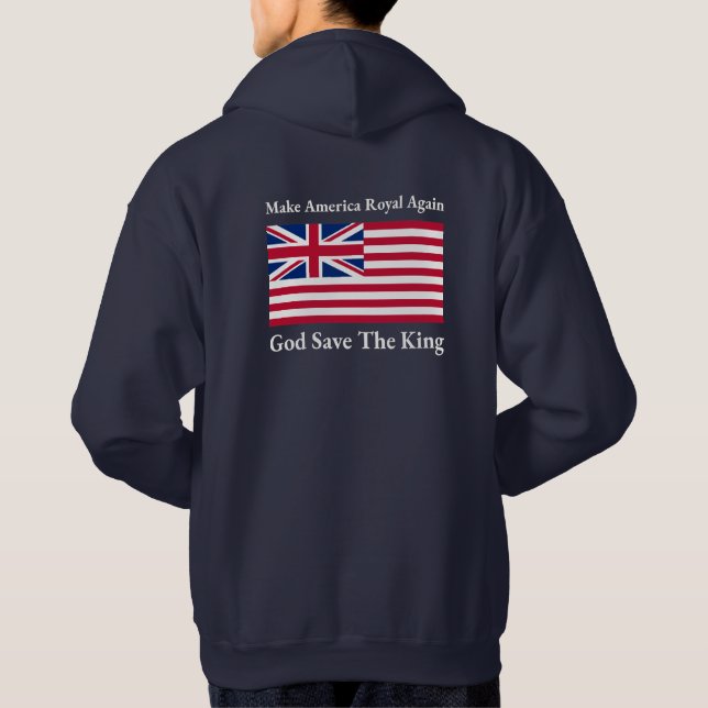 Funny Red White Blue Make America Royal Again Flag Hoodie (Back)