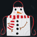 Funny red white Christmas snowman illustration Apron<br><div class="desc">Funny red white Christmas snowman illustration</div>