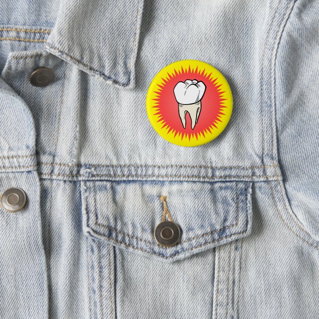 Funny Red White Extracted Molar Starburst Cartoon Button (In Situ)